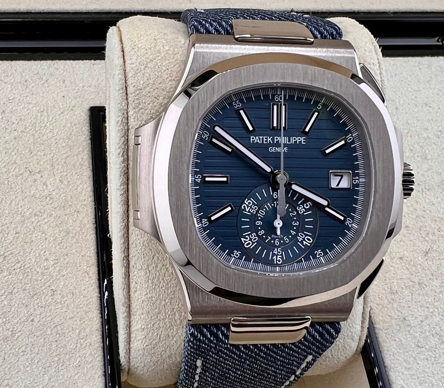 Patek Philippe Nautilus 5980/60G NEW 2026 White Gold Jeans Strap