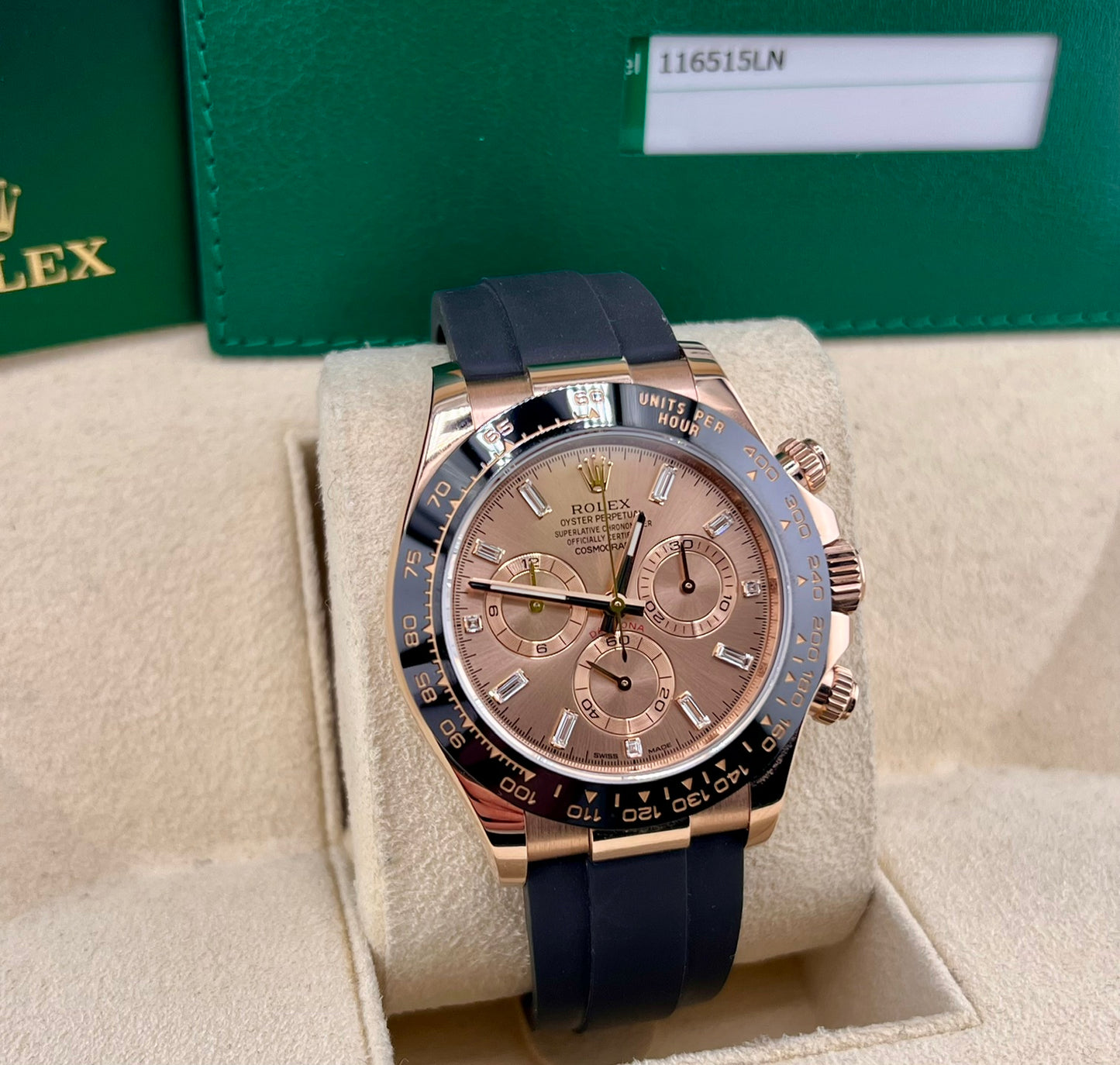 Rolex Daytona 116515LN Oysterflex Sundust Baguette index 2018 (JP)
