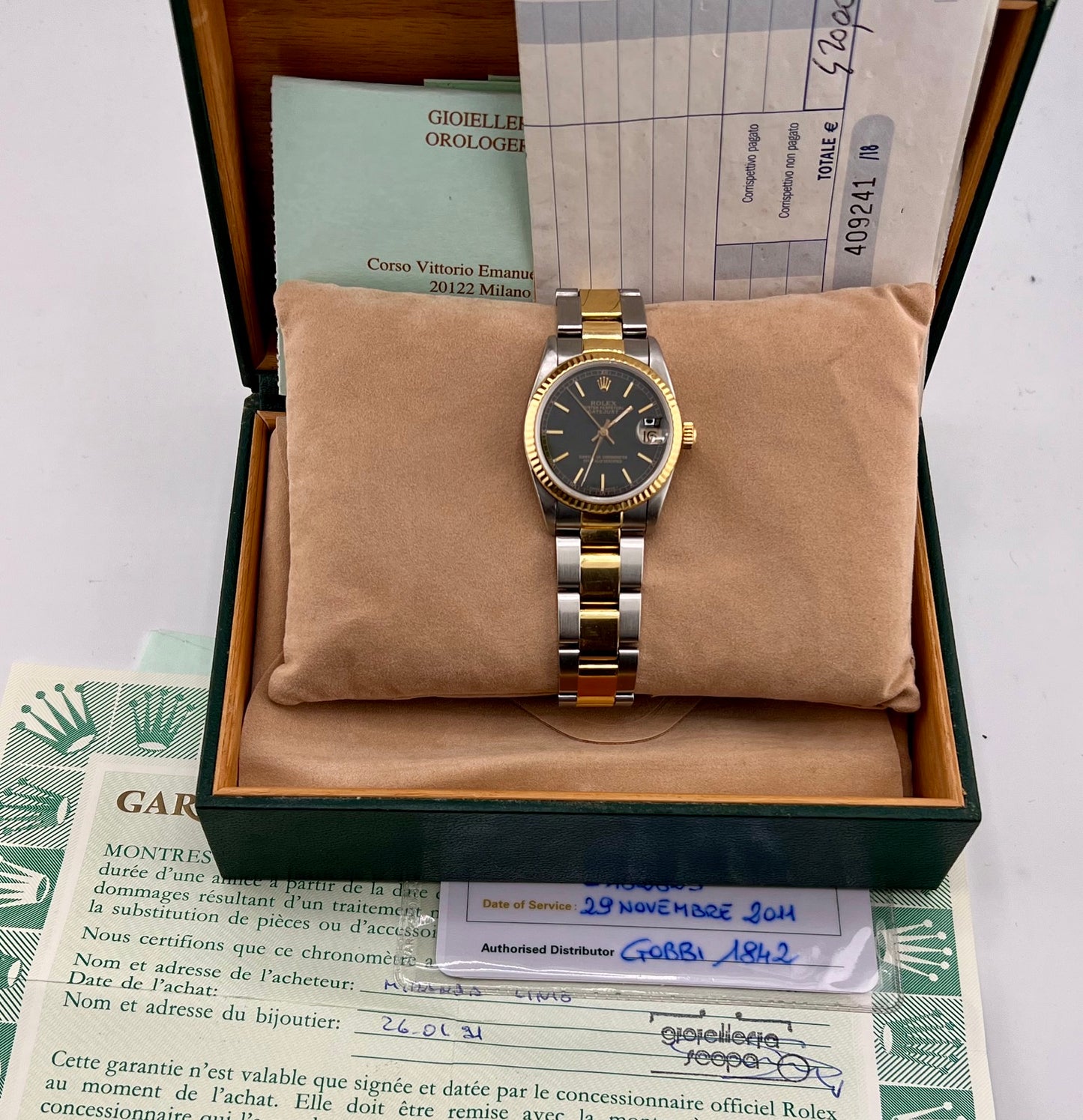 Rolex Datejust 31mm Boy 68273 Black Dial 1992 (Ita) full set