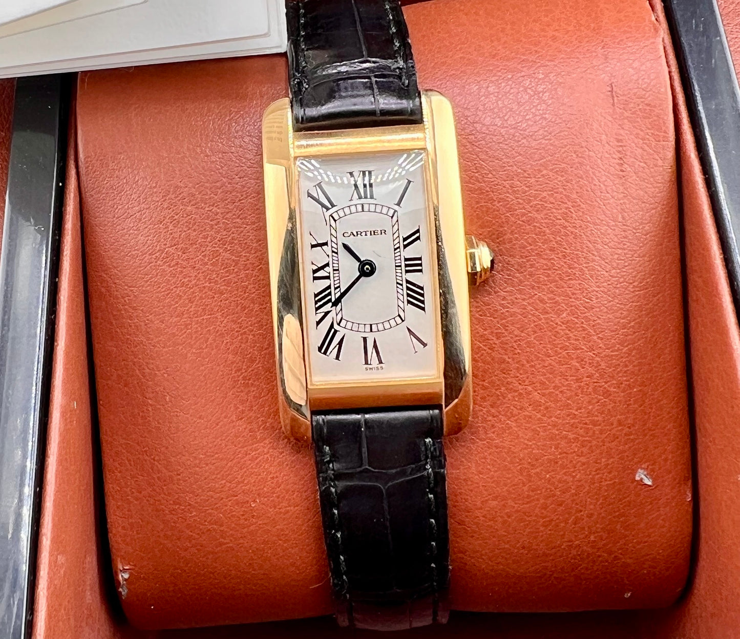 Cartier Tank Americaine 1710 Yellow Gold Paper Cartier No Box 19X35mm