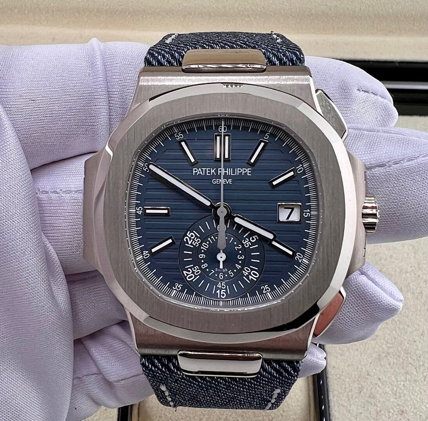 Patek Philippe Nautilus 5980/60G NEW 2026 White Gold Jeans Strap