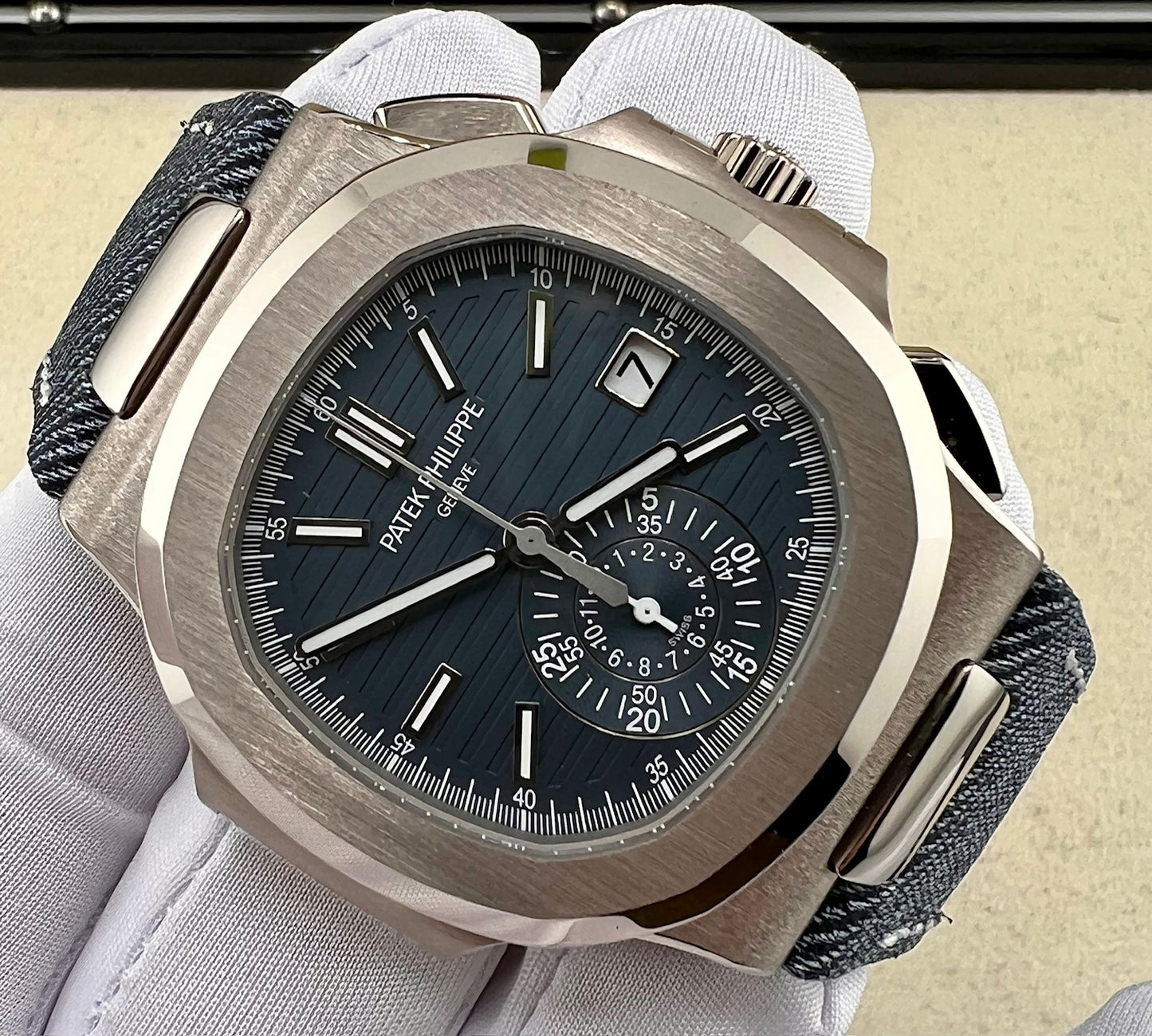 Patek Philippe Nautilus 5980/60G NEW 2026 White Gold Jeans Strap