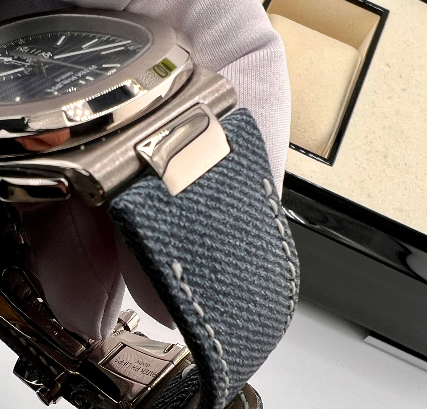 Patek Philippe Nautilus 5980/60G NEW 2026 White Gold Jeans Strap
