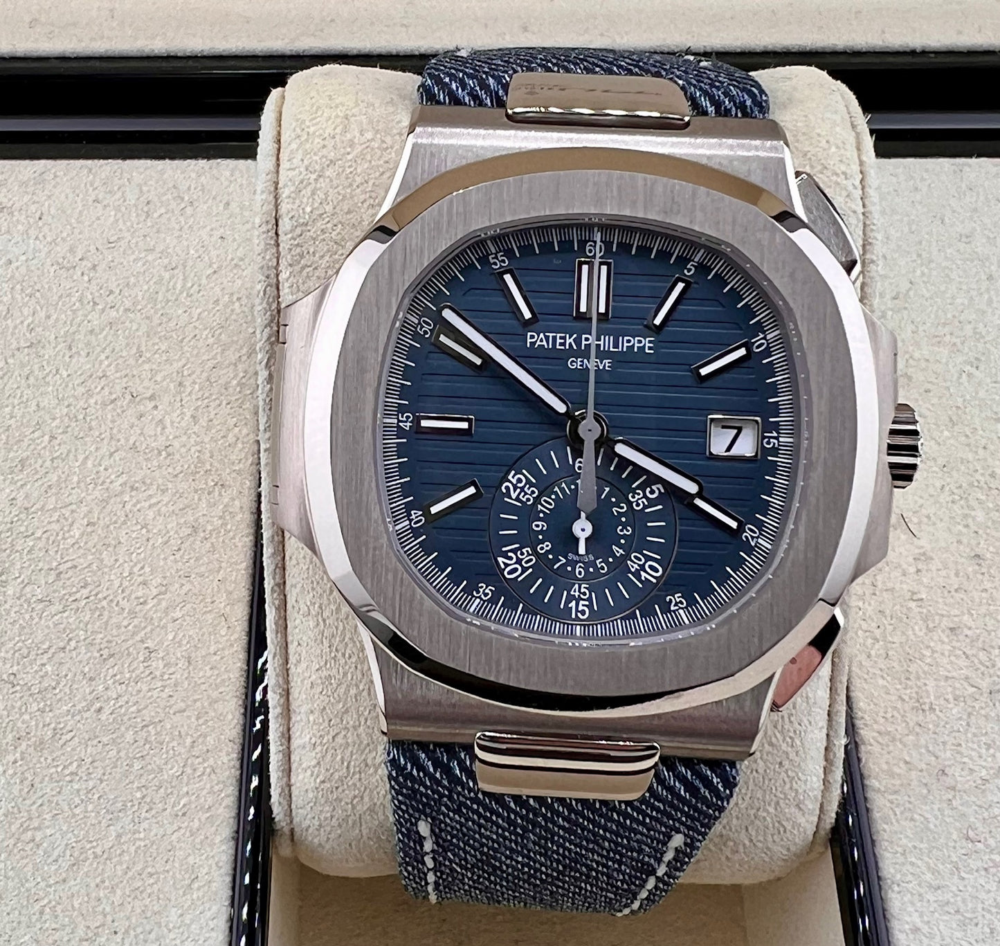 Patek Philippe Nautilus 5980/60G NEW 2026 White Gold Jeans Strap