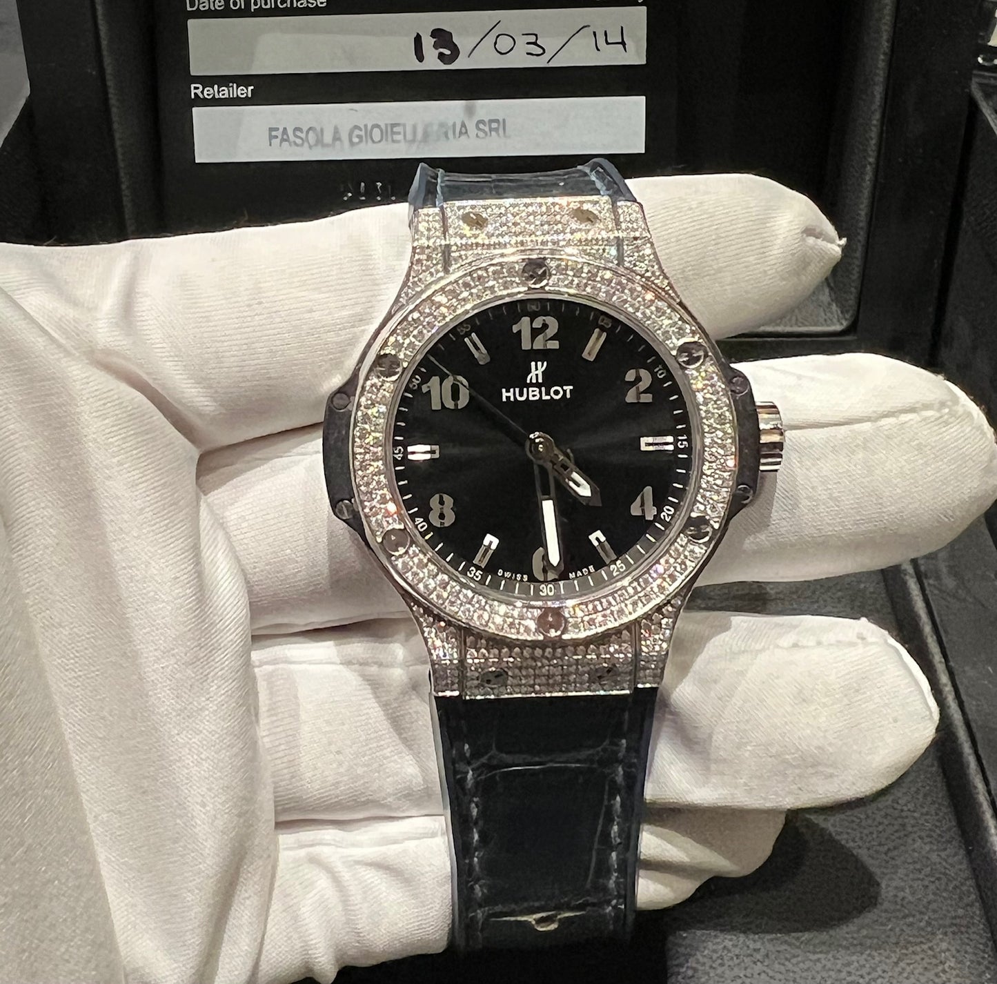 Hublot Big Bang Steel Pavè Diamond Bezel 361.SX.1270.RX.1704 38mm full set 2014