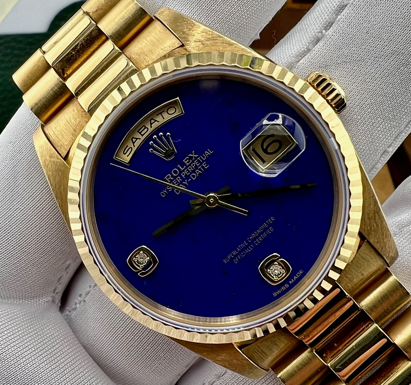 Rolex Day-Date 36mm 18238 Lapislazuli Dial 1990 Box&Paper