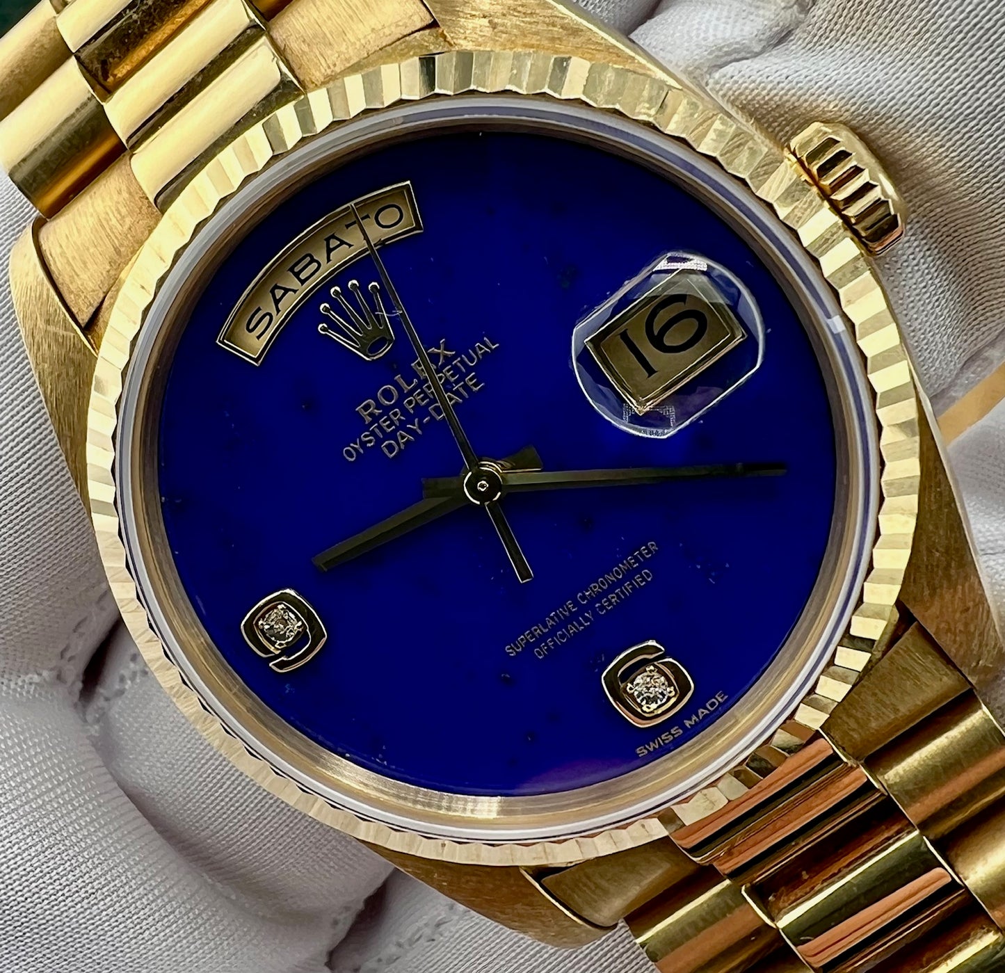 Rolex Day-Date 36mm 18238 Lapislazuli Dial 1990 Box&Paper