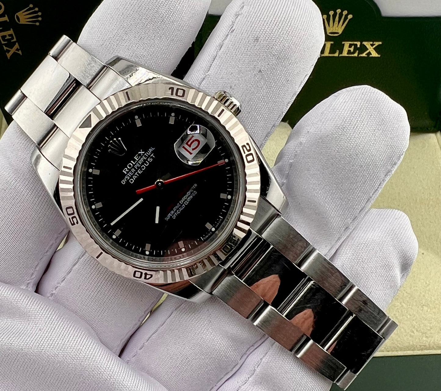 Rolex Datejust Turn-O-Graph 116264 36mm Black Dial 2005 B&P