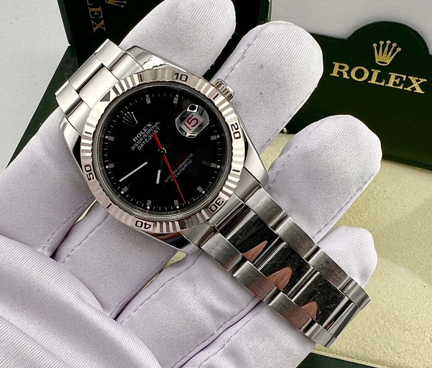 Rolex Datejust Turn-O-Graph 116264 36mm Black Dial 2005 B&P