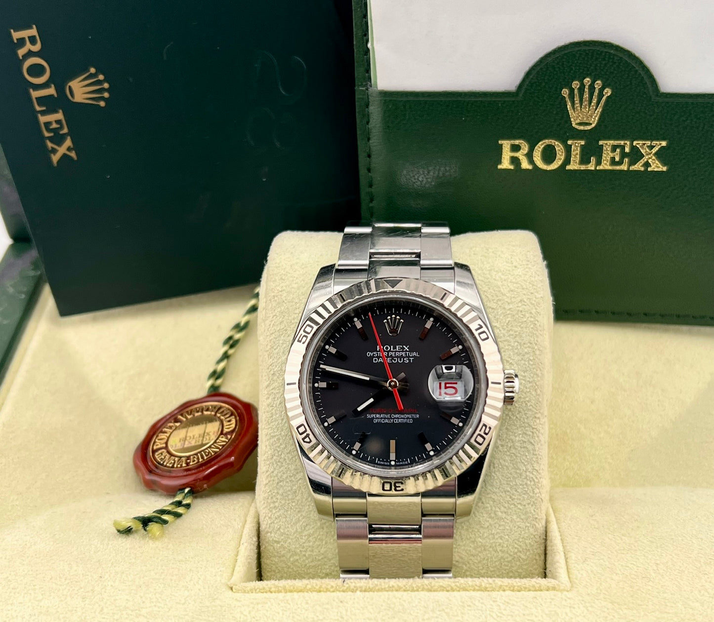 Rolex Datejust Turn-O-Graph 116264 36mm Black Dial 2005 B&P