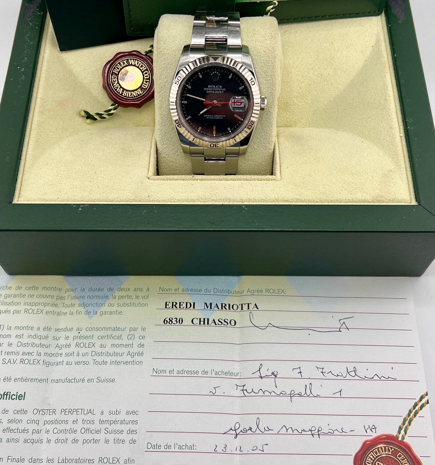 Rolex Datejust Turn-O-Graph 116264 36mm Black Dial 2005 B&P