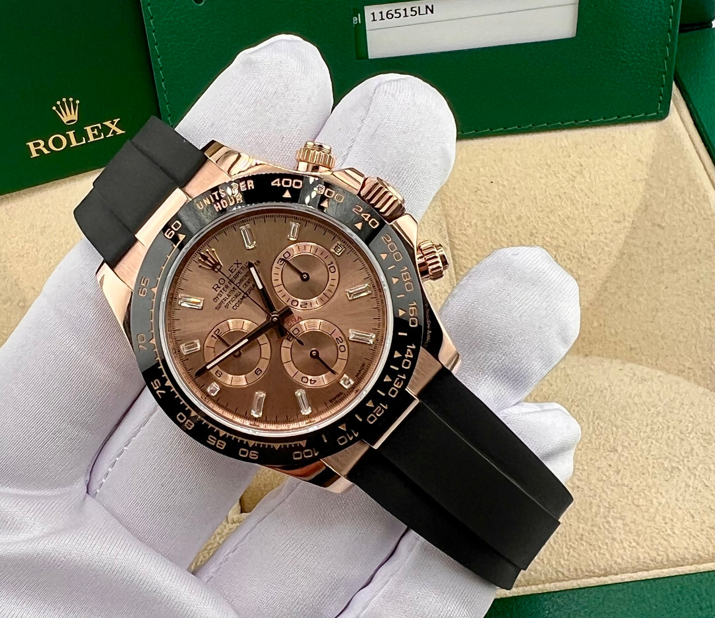 Rolex Daytona 116515LN Oysterflex Sundust Baguette index 2018 (JP)