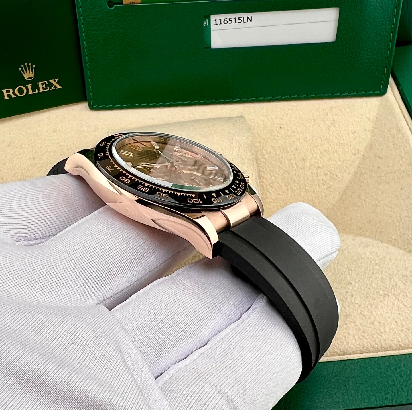 Rolex Daytona 116515LN Oysterflex Sundust Baguette index 2018 (JP)