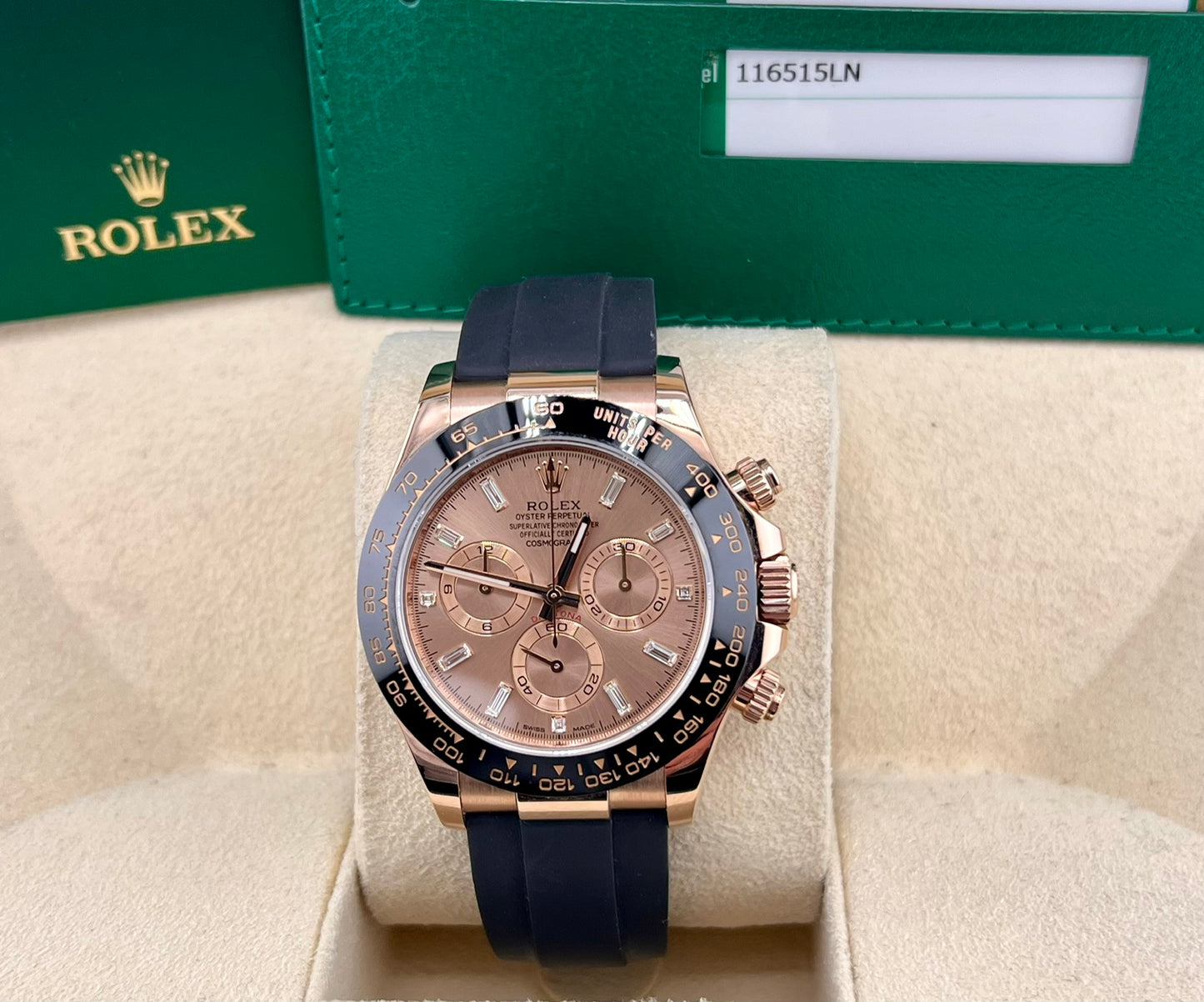 Rolex Daytona 116515LN Oysterflex Sundust Baguette index 2018 (JP)