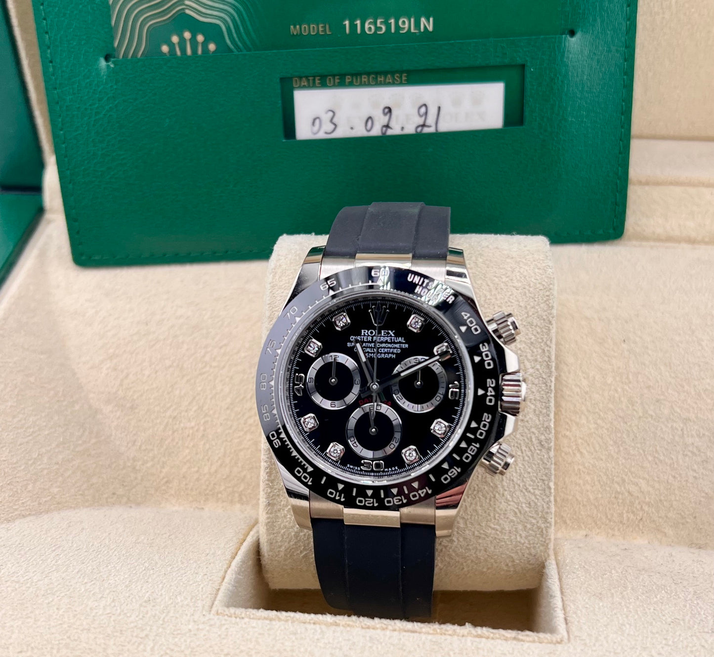 Rolex Daytona 116519LN Black Dial Diamond Index 2021