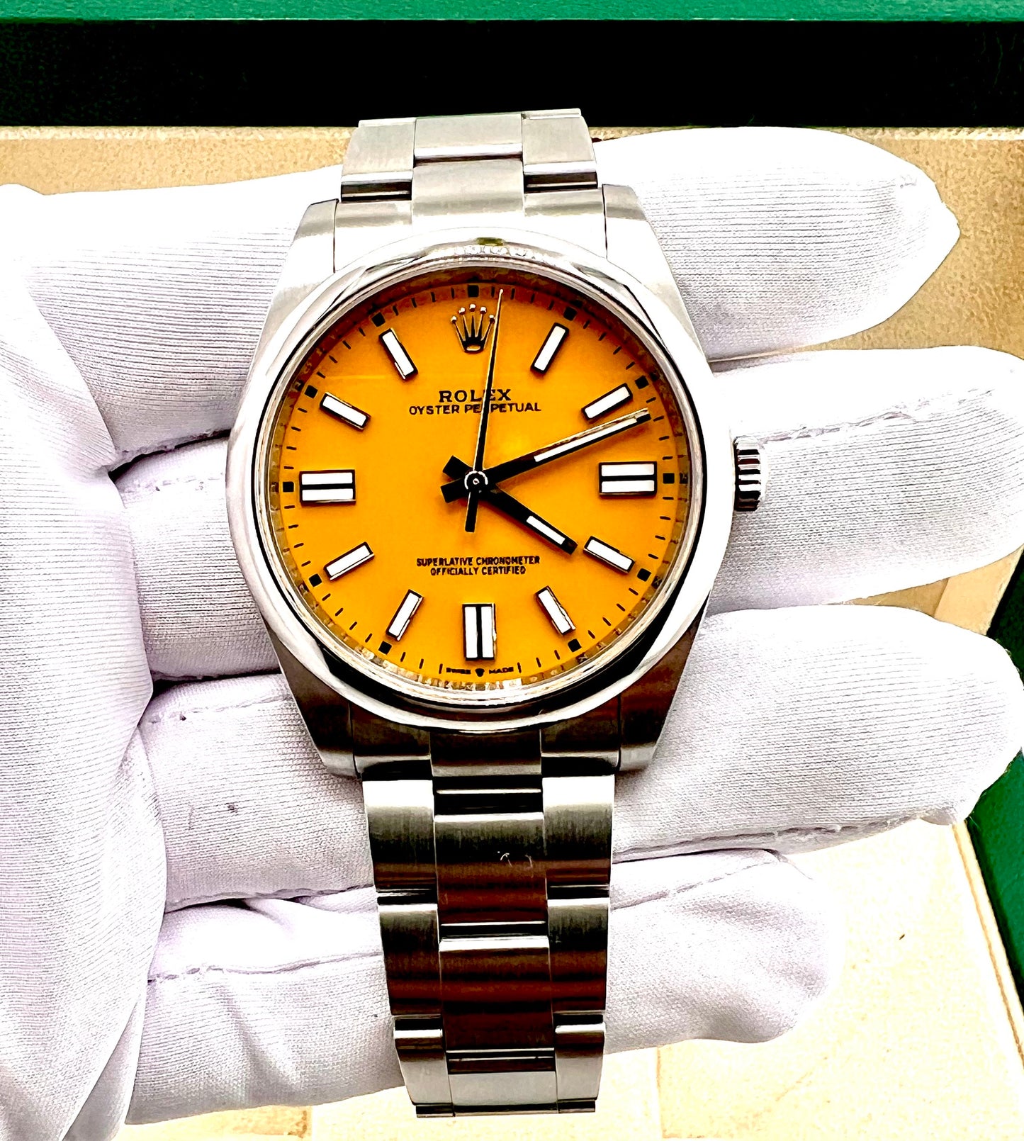 Rolex Oyster Perpetual 41mm 124300 Yellow Dial 2021 NO PAPER Rolex
