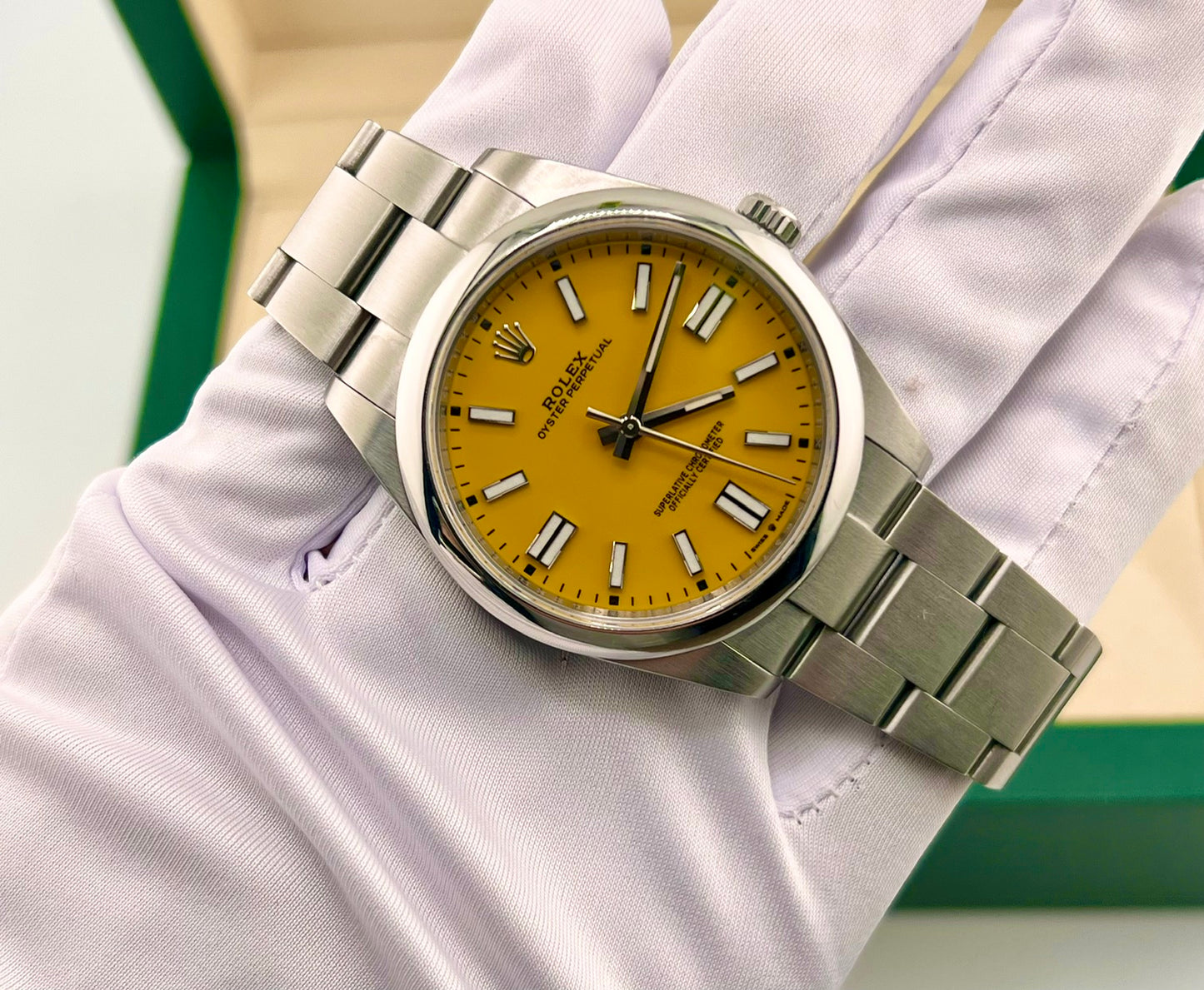 Rolex Oyster Perpetual 41mm 124300 Yellow Dial 2021 NO PAPER Rolex