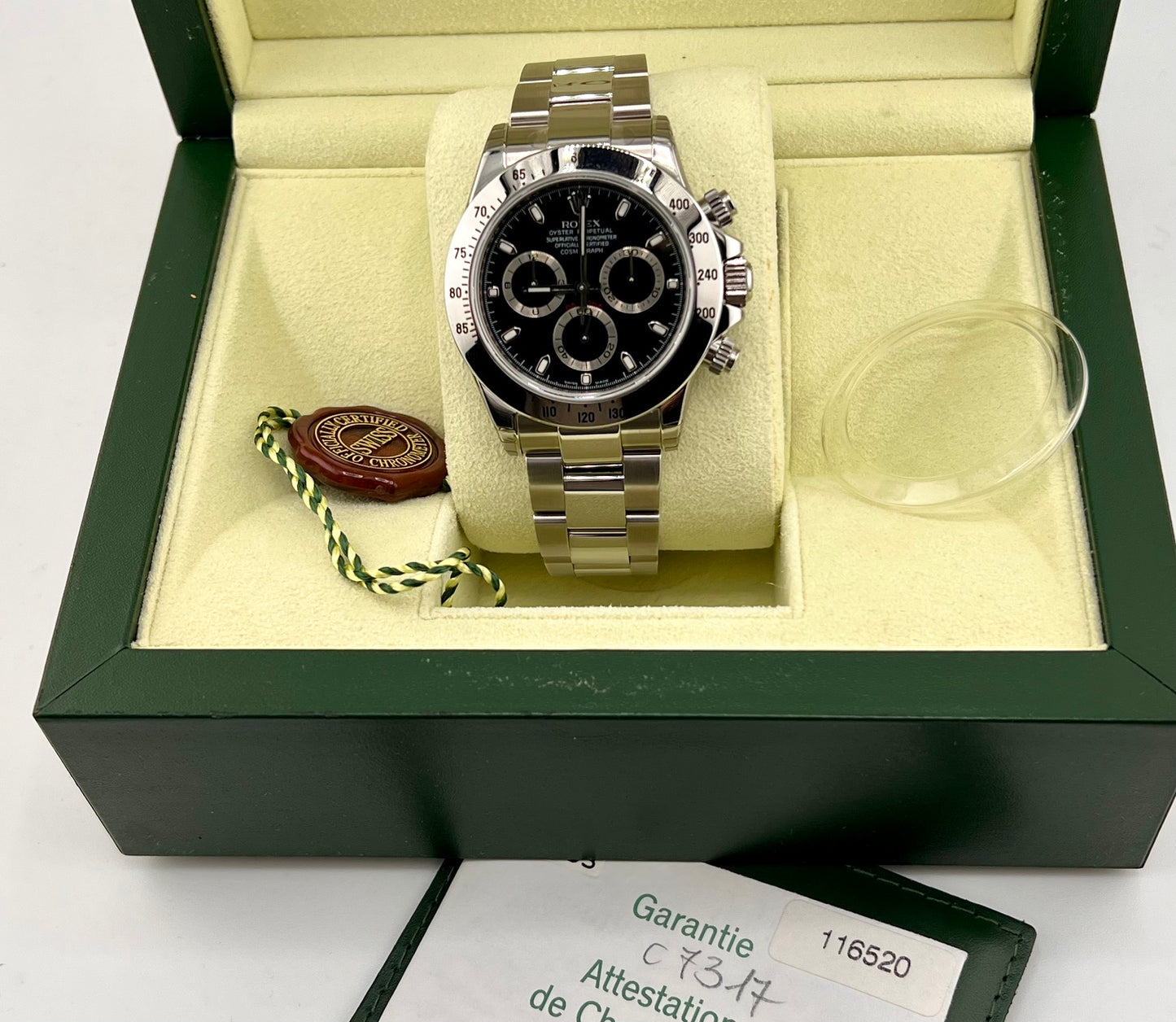 Rolex Daytona 116520 Black Dial Ser. Z RRR 90% stickers NOS Ita Box&Paper