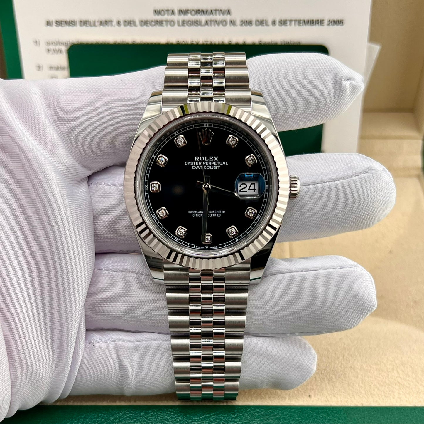 Rolex Datejust 41mm 126334 Black Dial Diamond Index 2025 Jubilèe