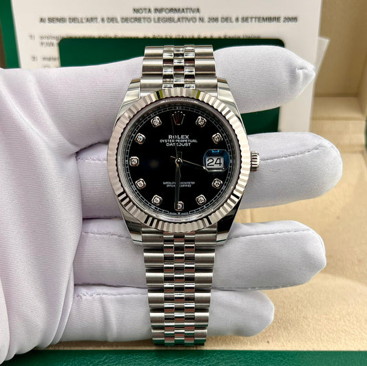 Rolex Datejust 41mm 126334 Black Dial Diamond Index 2025 Jubilèe