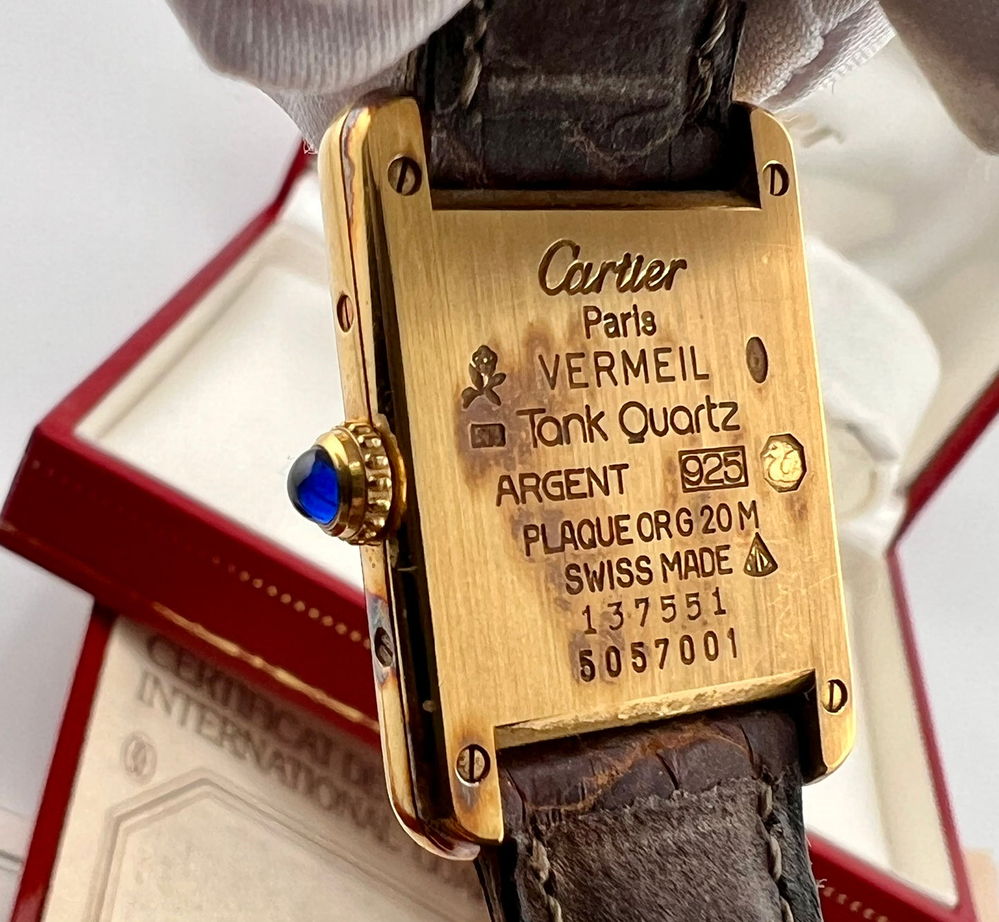 Cartier Tank Vermeil 5057001 Full Set argent