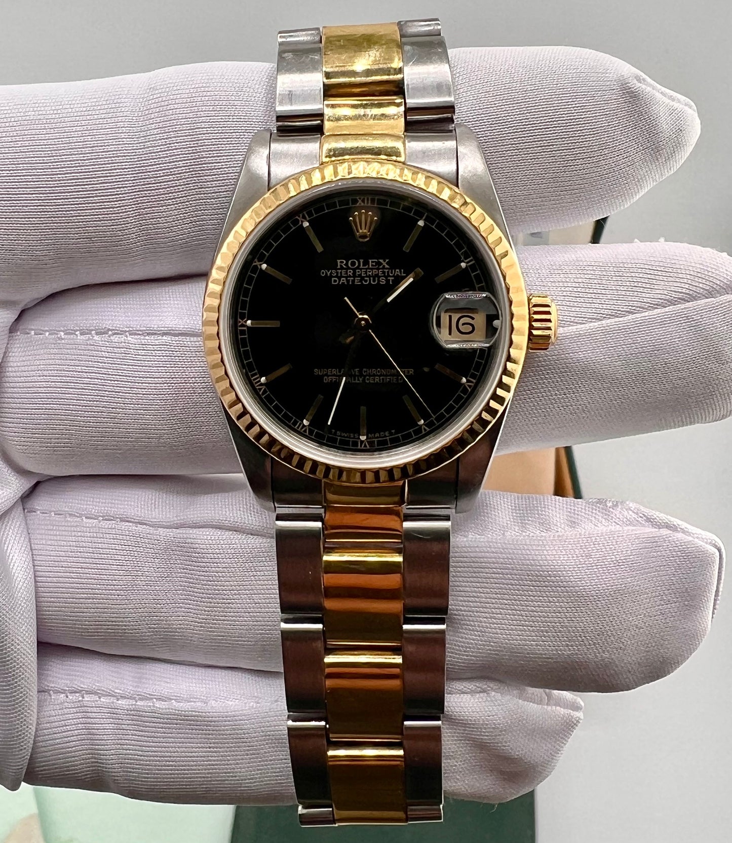 Rolex Datejust 31mm Boy 68273 Black Dial 1992 (Ita) full set