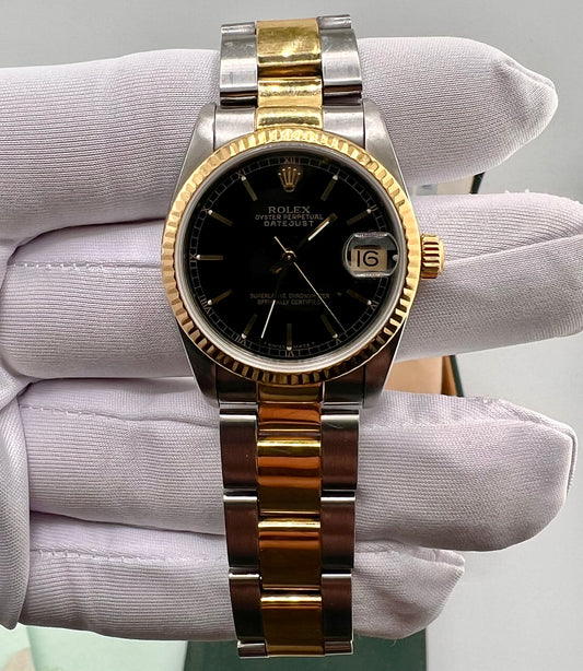 Rolex Datejust 31mm Boy 68273 Black Dial 1992 (Ita) full set