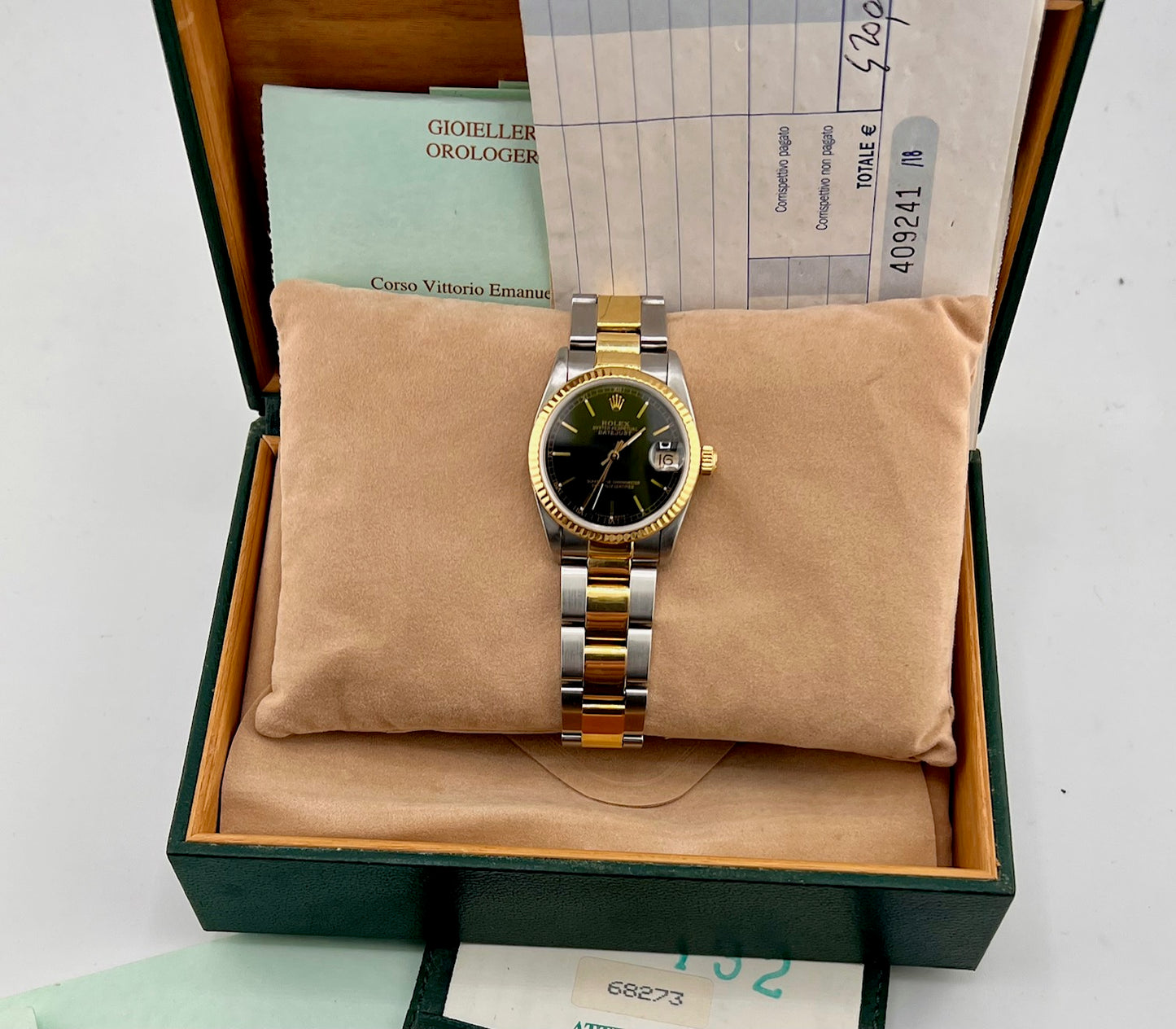 Rolex Datejust 31mm Boy 68273 Black Dial 1992 (Ita) full set