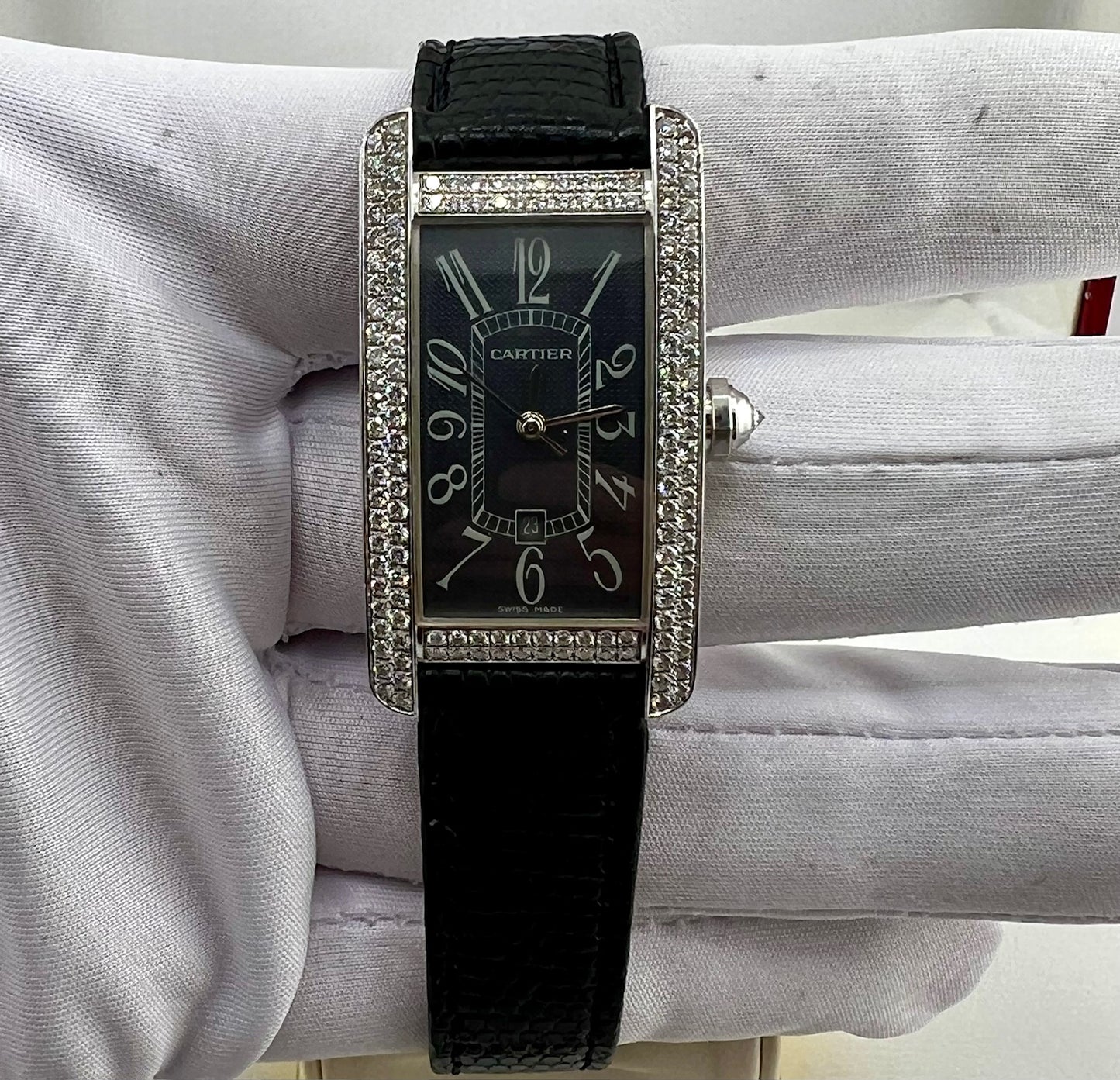 Cartier Diamonds Watch Box/papers Tank Americaine 18k 2490 No Paper cartier
