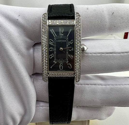 Cartier Diamonds Watch Box/papers Tank Americaine 18k 2490 No Paper cartier
