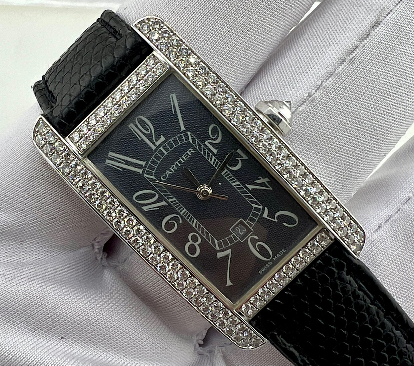 Cartier Diamonds Watch Box/papers Tank Americaine 18k 2490 No Paper cartier