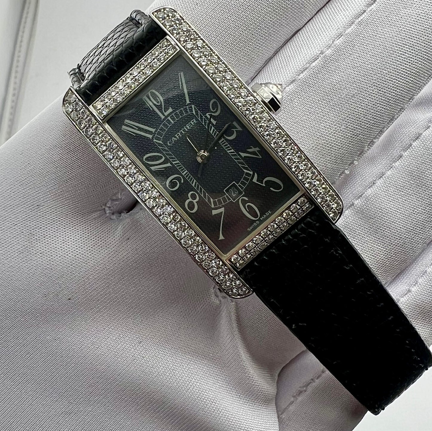 Cartier Diamonds Watch Box/papers Tank Americaine 18k 2490 No Paper cartier