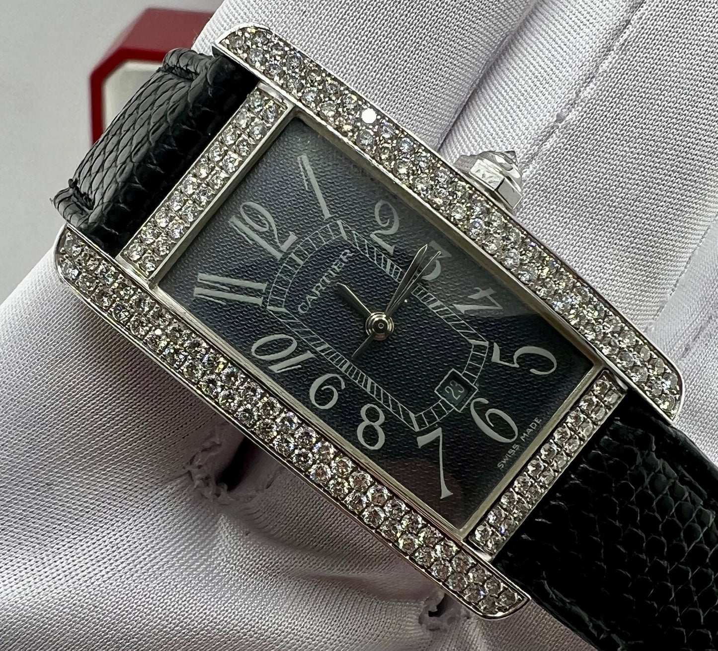 Cartier Diamonds Watch Box/papers Tank Americaine 18k 2490 No Paper cartier