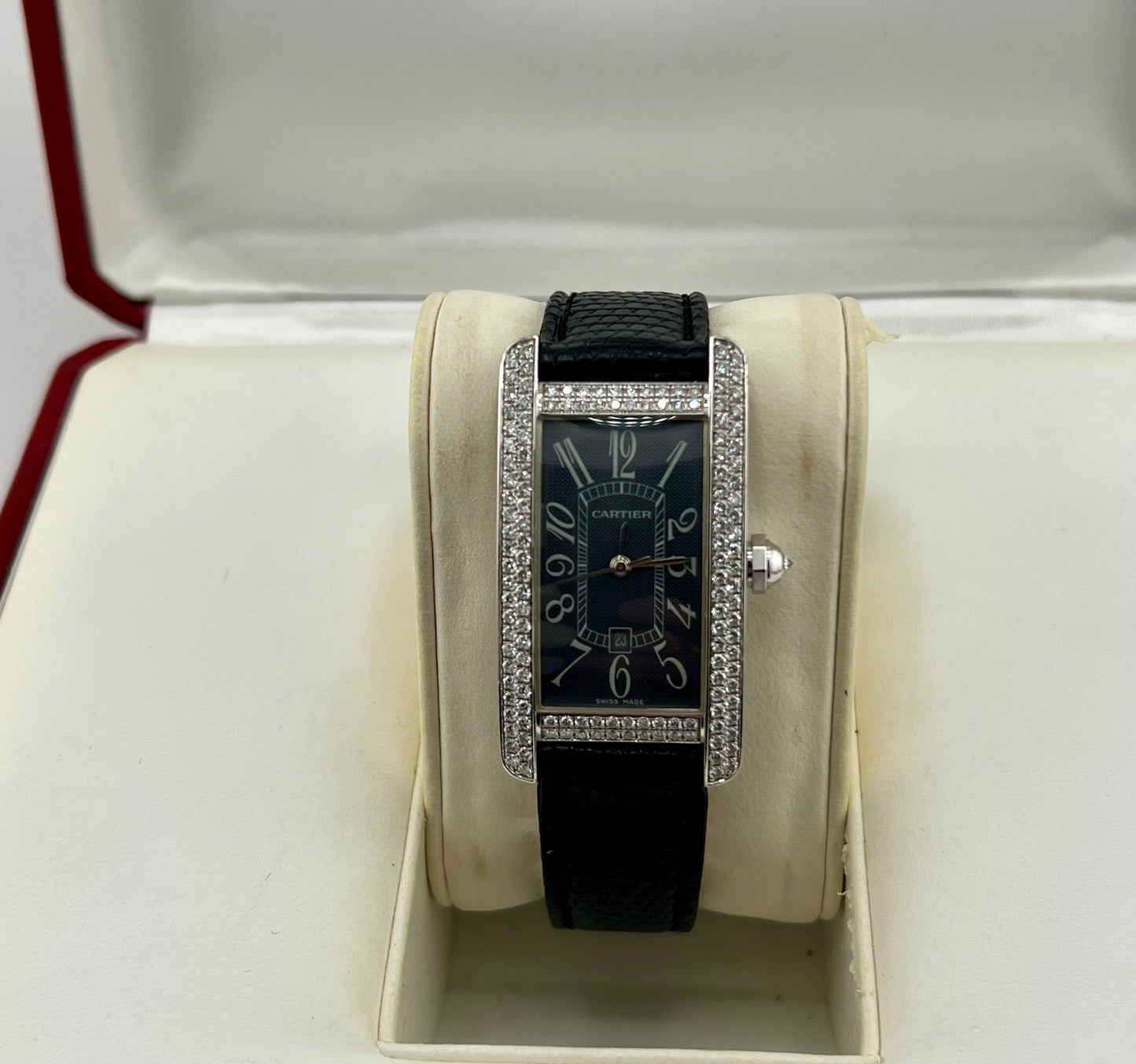 Cartier Diamonds Watch Box/papers Tank Americaine 18k 2490 No Paper cartier