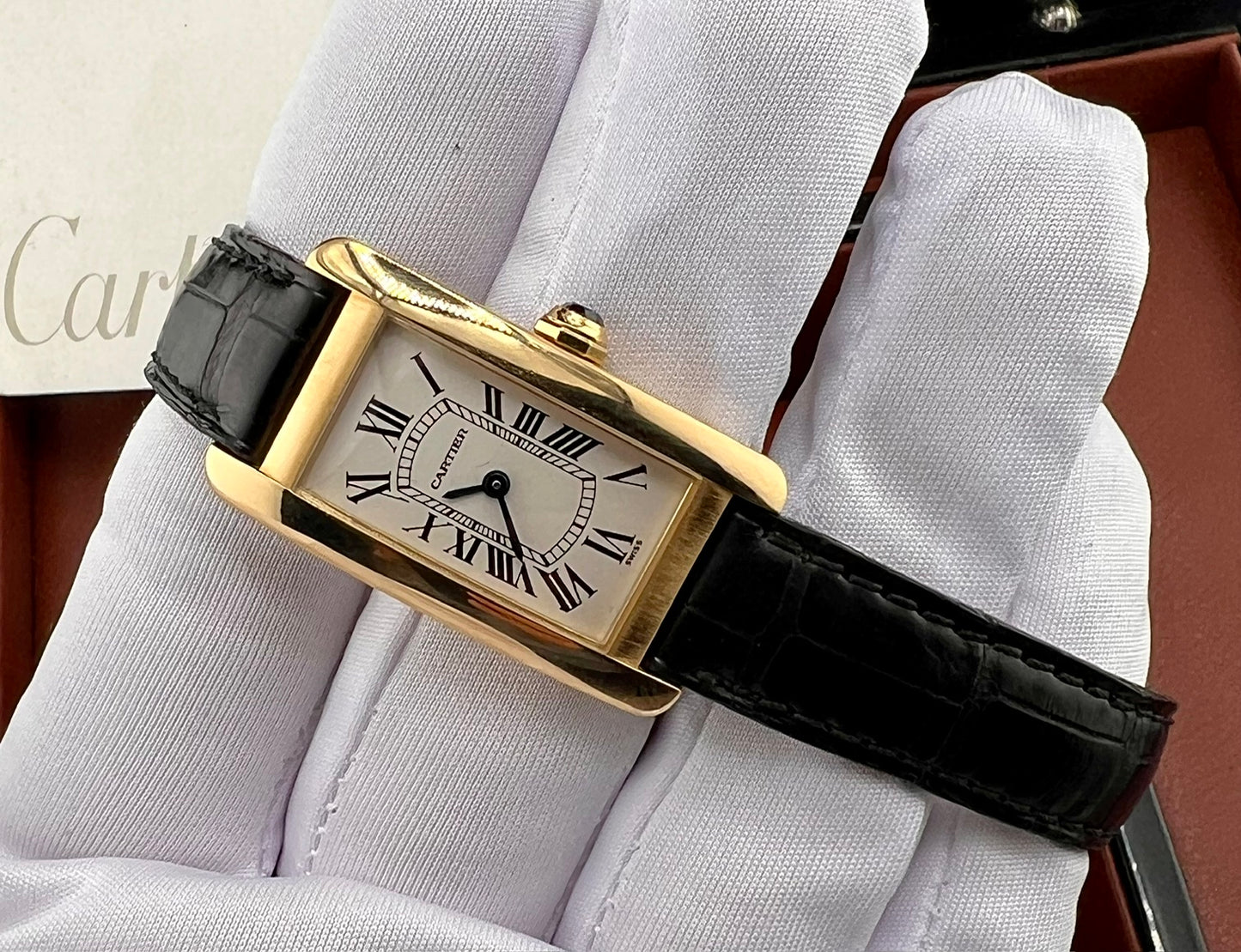 Cartier Tank Americaine 1710 Yellow Gold Paper Cartier No Box 19X35mm