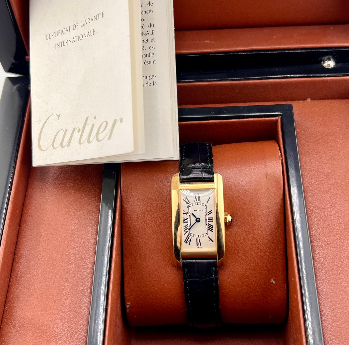 Cartier Tank Americaine 1710 Yellow Gold Paper Cartier No Box 19X35mm