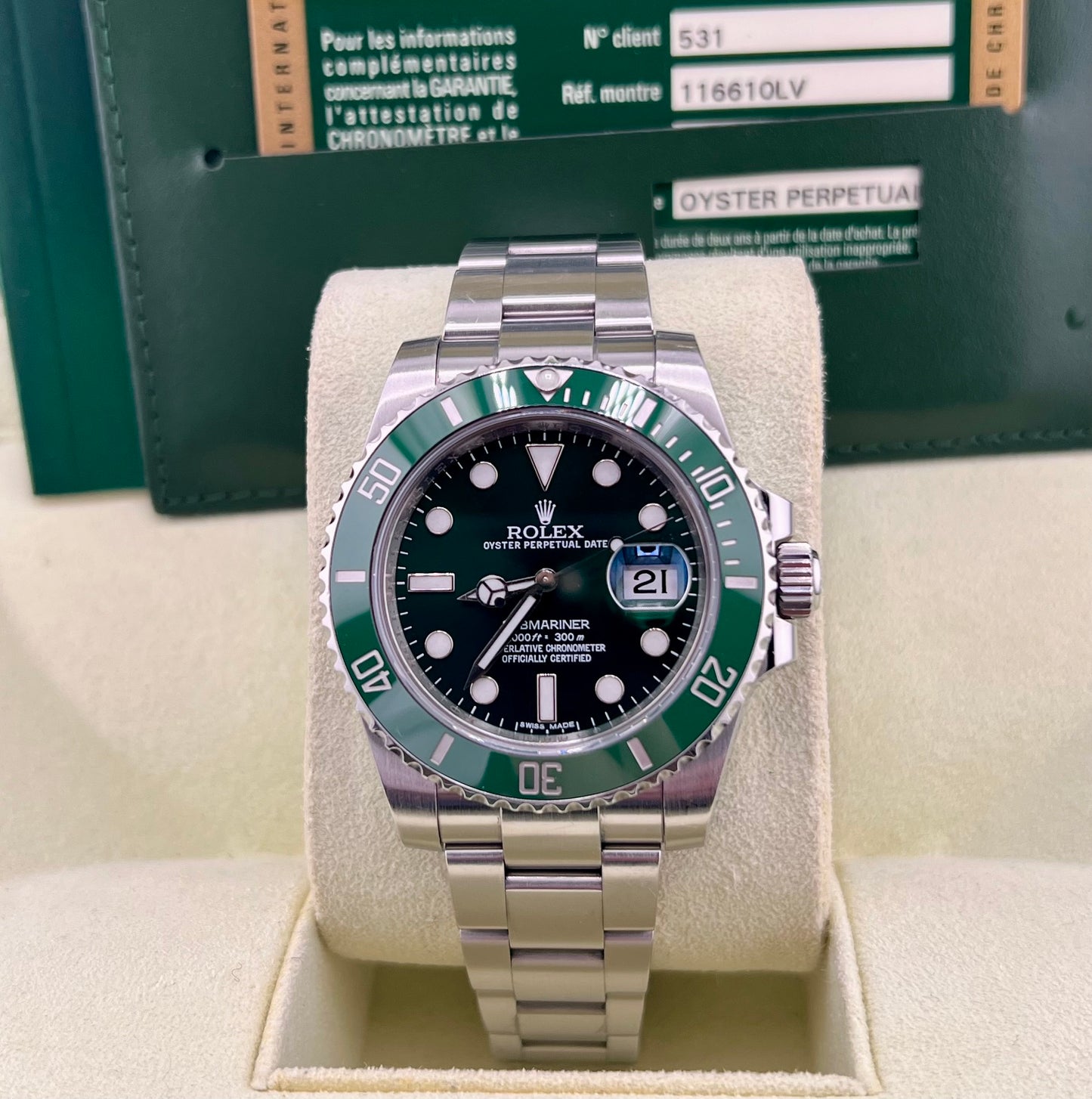 Rolex Submariner Date 116610LV ''Hulk'' 2011 Box&Paper (Saudi Arabia)