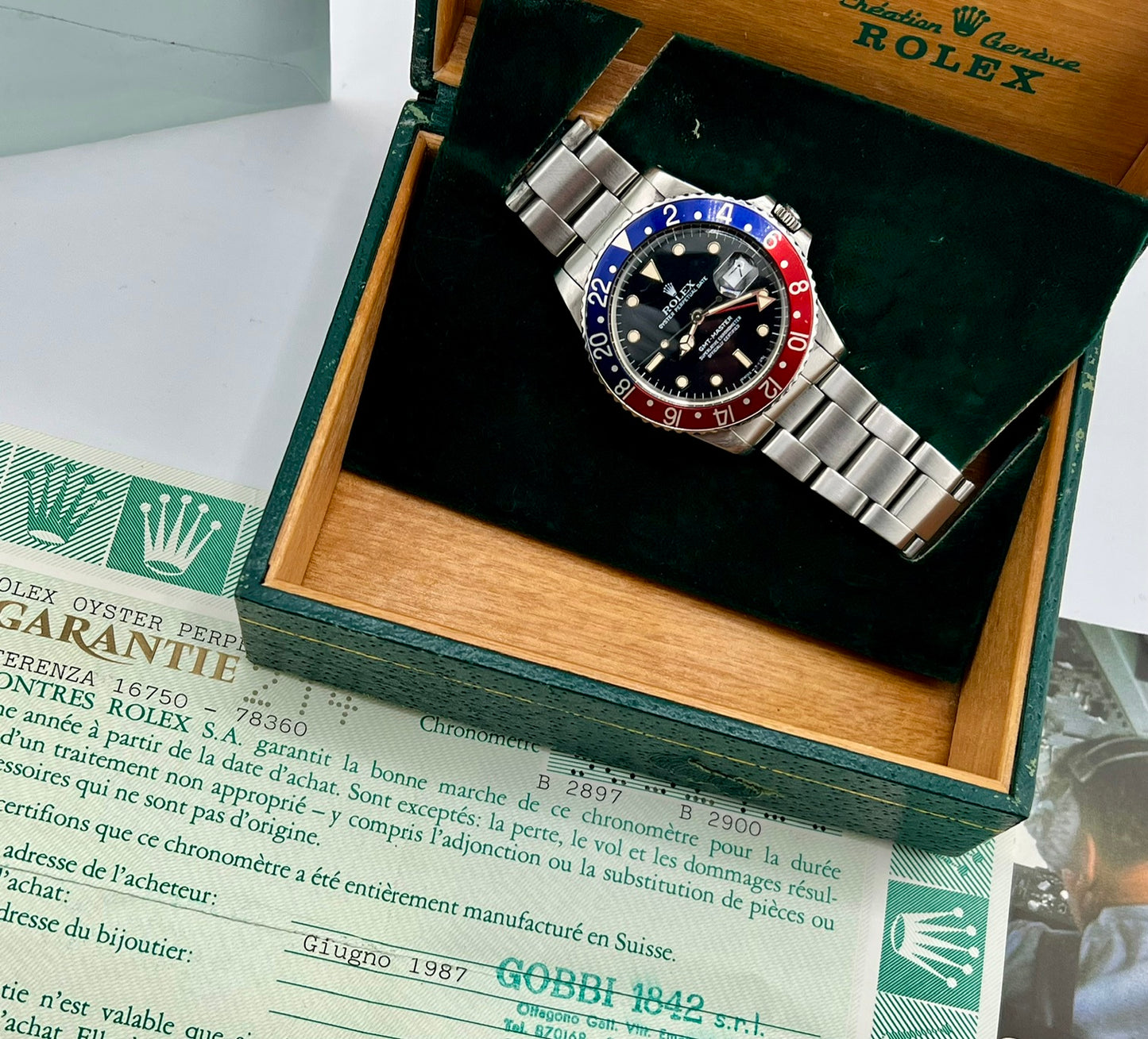Rolex GMT-Master 16750 Pepsi Full Set 1987 ITA