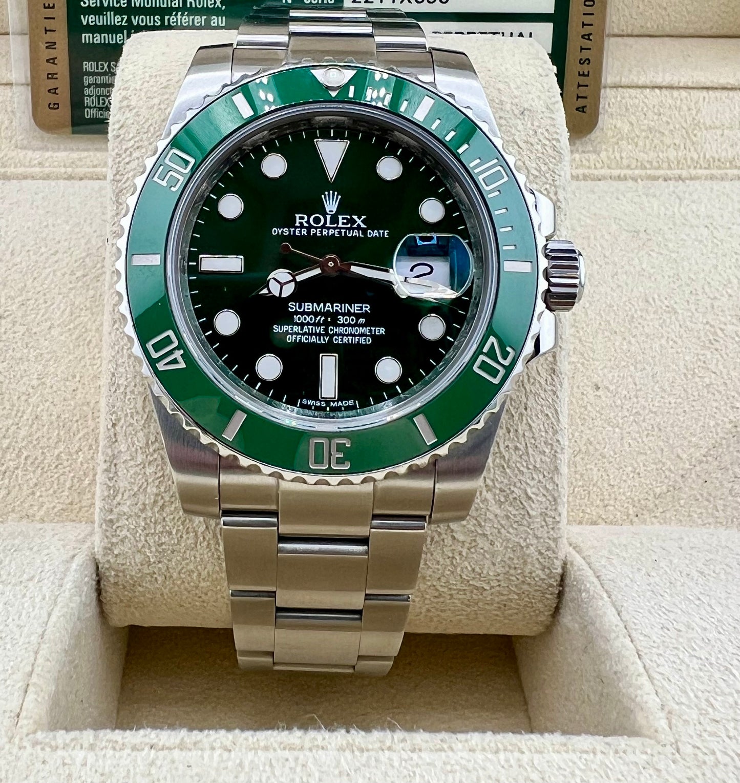 Rolex Submariner Date 116610LV ''Hulk'' 2012 Box&Paper (Arabia Saudita)