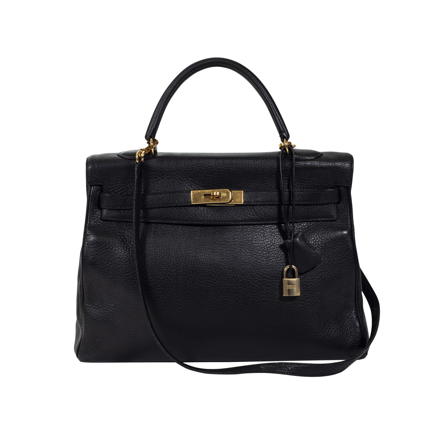 Borsa Hermès Modello Kelly 35 Vintage Pelle nera finitura oro Anno 1997